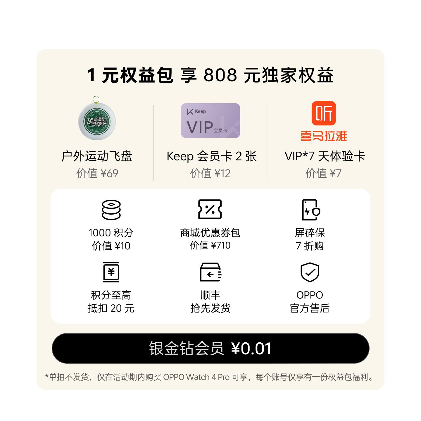 OPPO Watch 4 Pro 1 元权益包