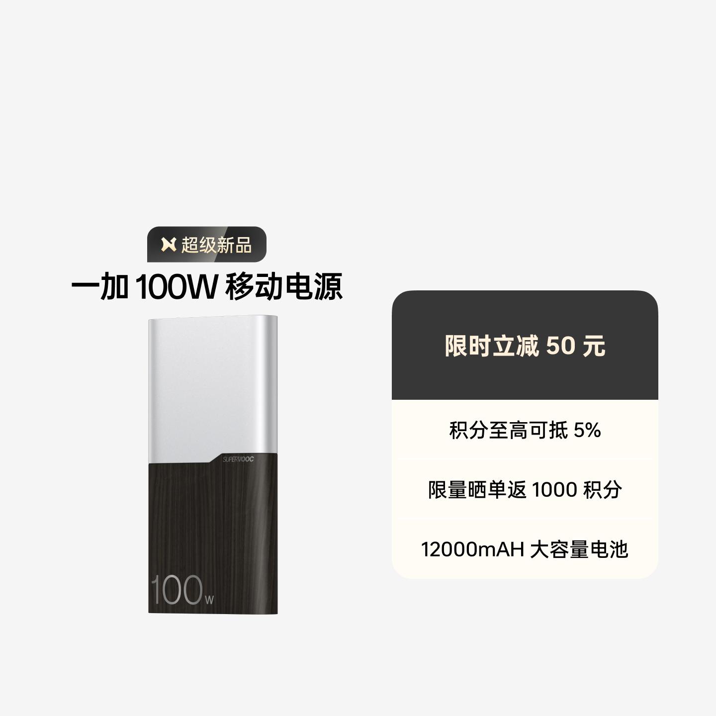 一加 100W 超级闪充移动电源 极夜幽棕