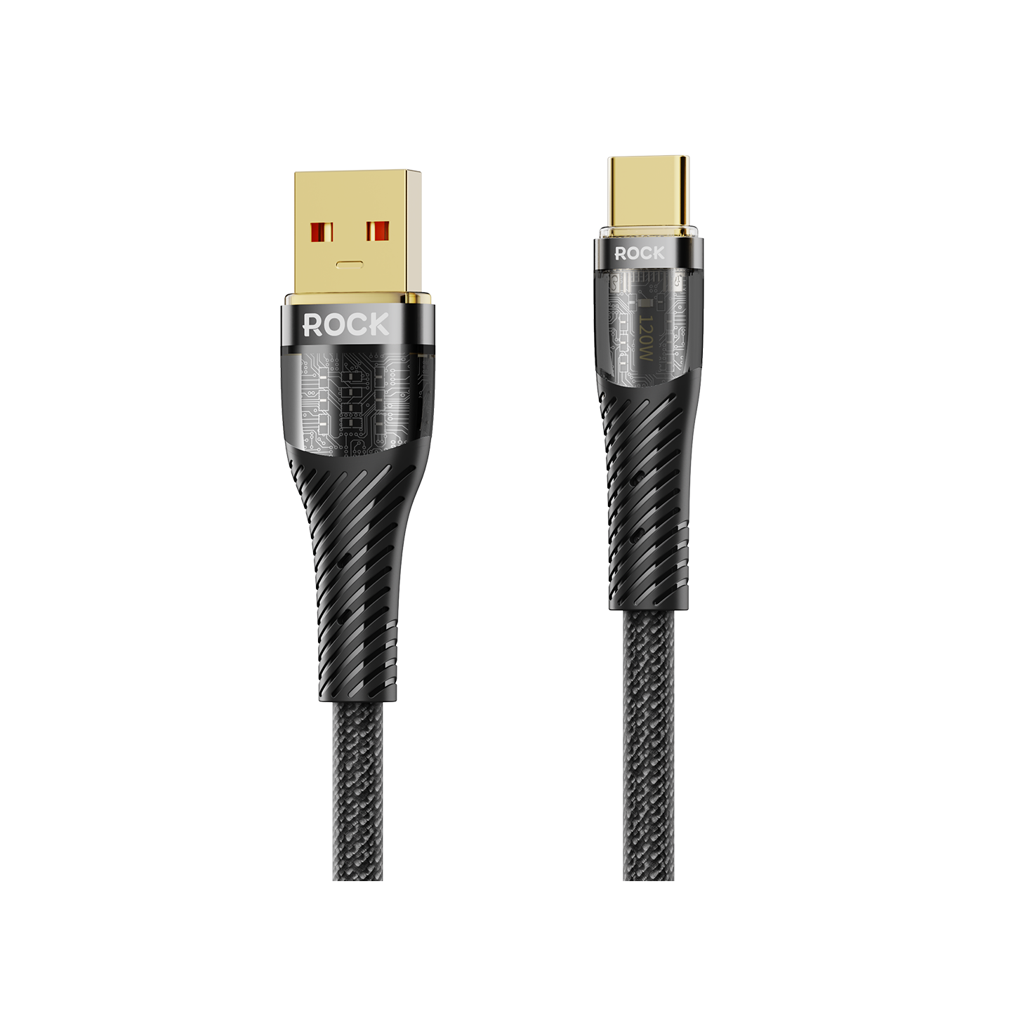 rockz21typec透明快充数据线l120cm星夜黑