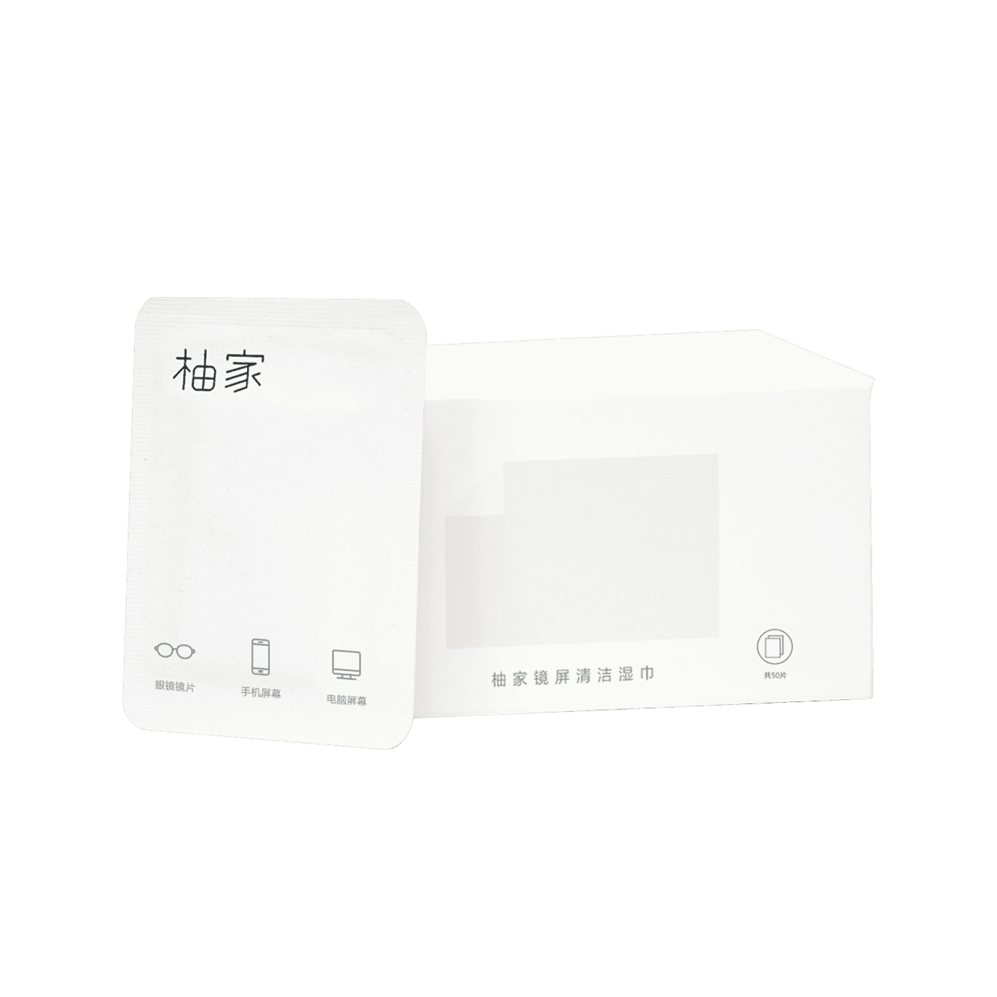 柚家 镜屏清洁湿巾 50片/盒 白色