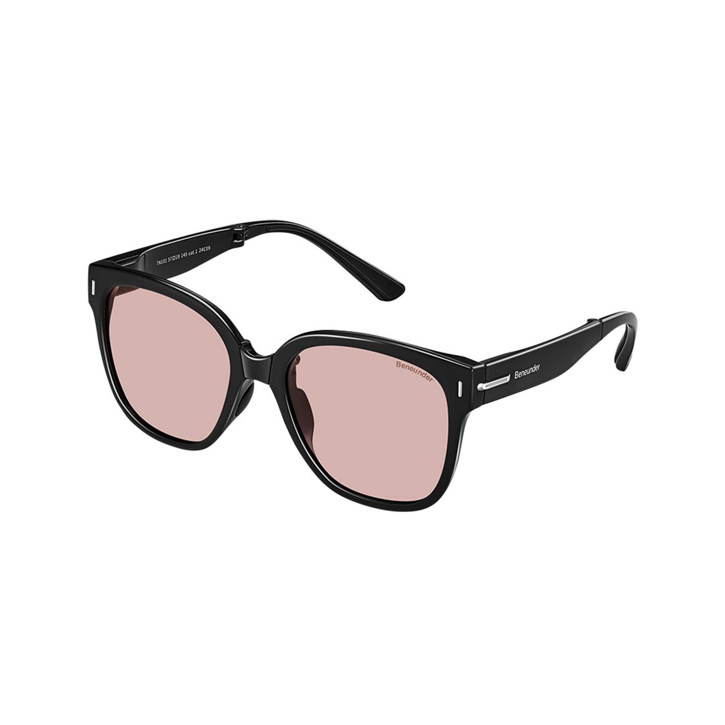 蕉下方圆大框折叠墨镜FD428 黑色镜框+粉色镜片