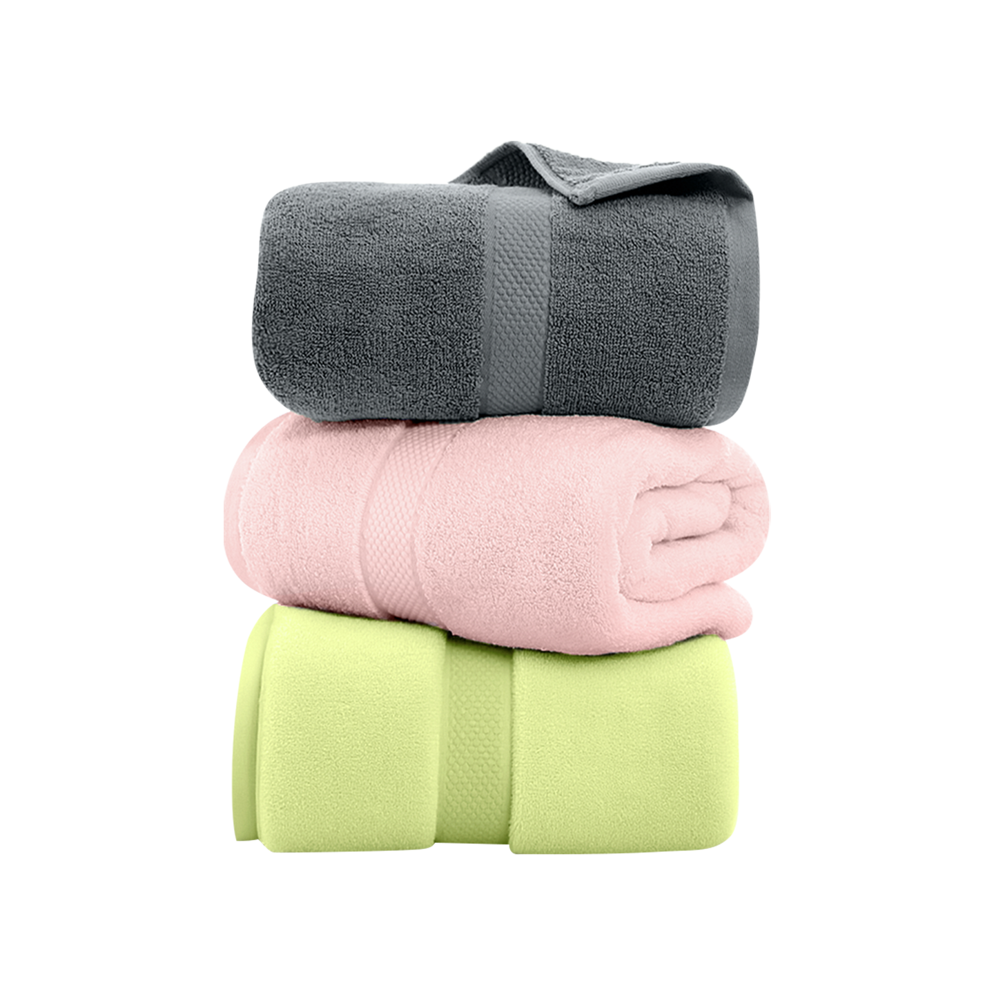 birdify 纯棉毛巾 三条装 粉色&绿色&灰色